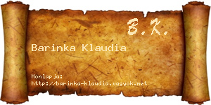 Barinka Klaudia névjegykártya